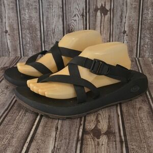 Sz 11 Mens Chaco Tegu Black Athletic Hiking Sport Thong Sandals Slides VGUC!